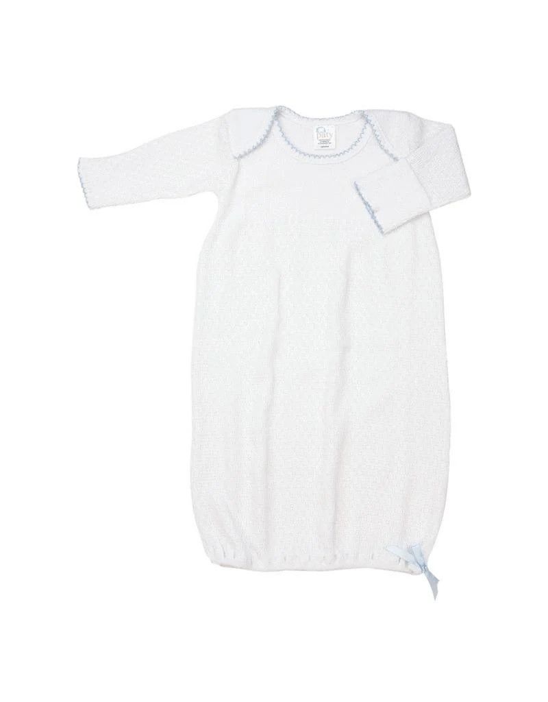 Paty Gown White w/ Blue Trim, Bow