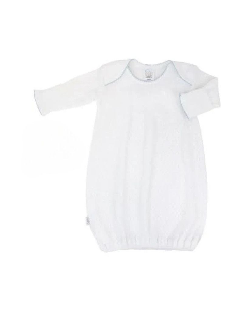 Paty Gown White w/ Blue Trim, No Bow