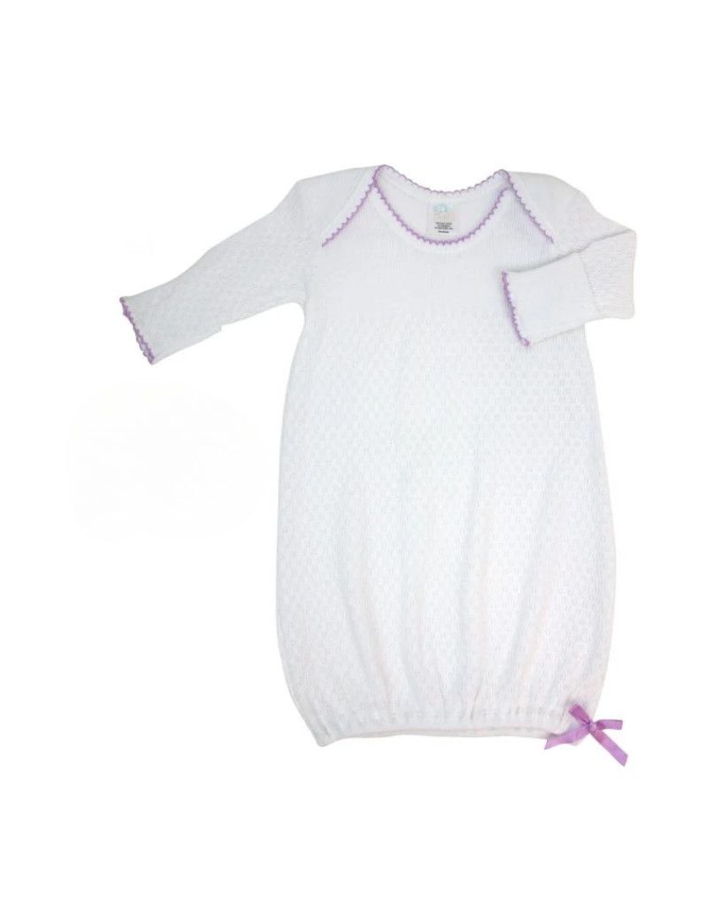 Paty Gown White w/ Lavender Trim w/ Bow   