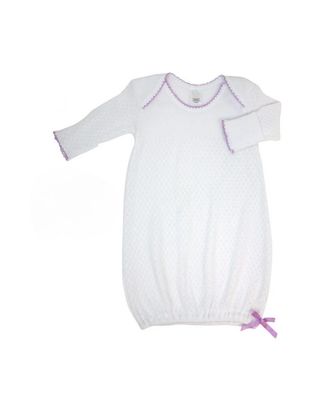 Paty Gown White w/ Lavender Trim w/ Bow   