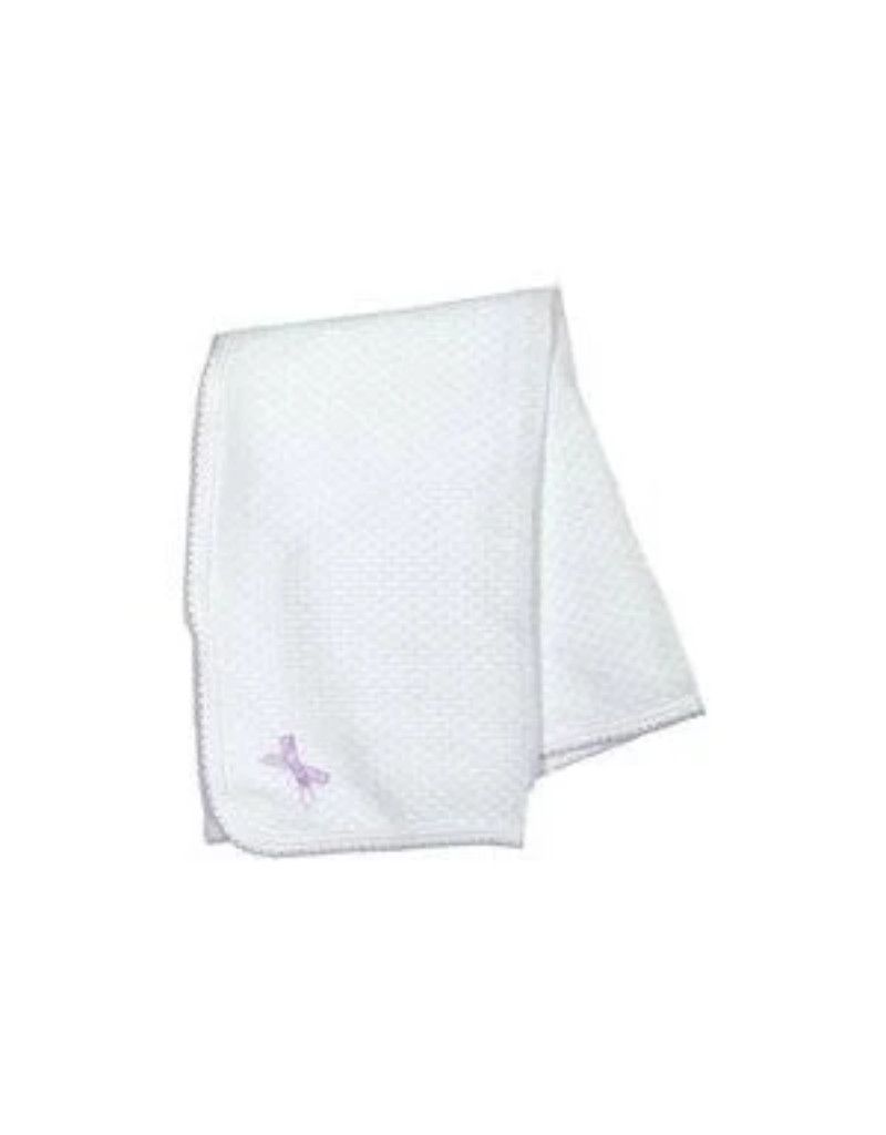 Paty White Blanket With Lavender Trim with Bows