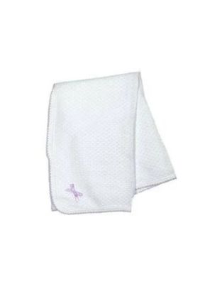 Paty White Blanket With Lavender Trim with Bows