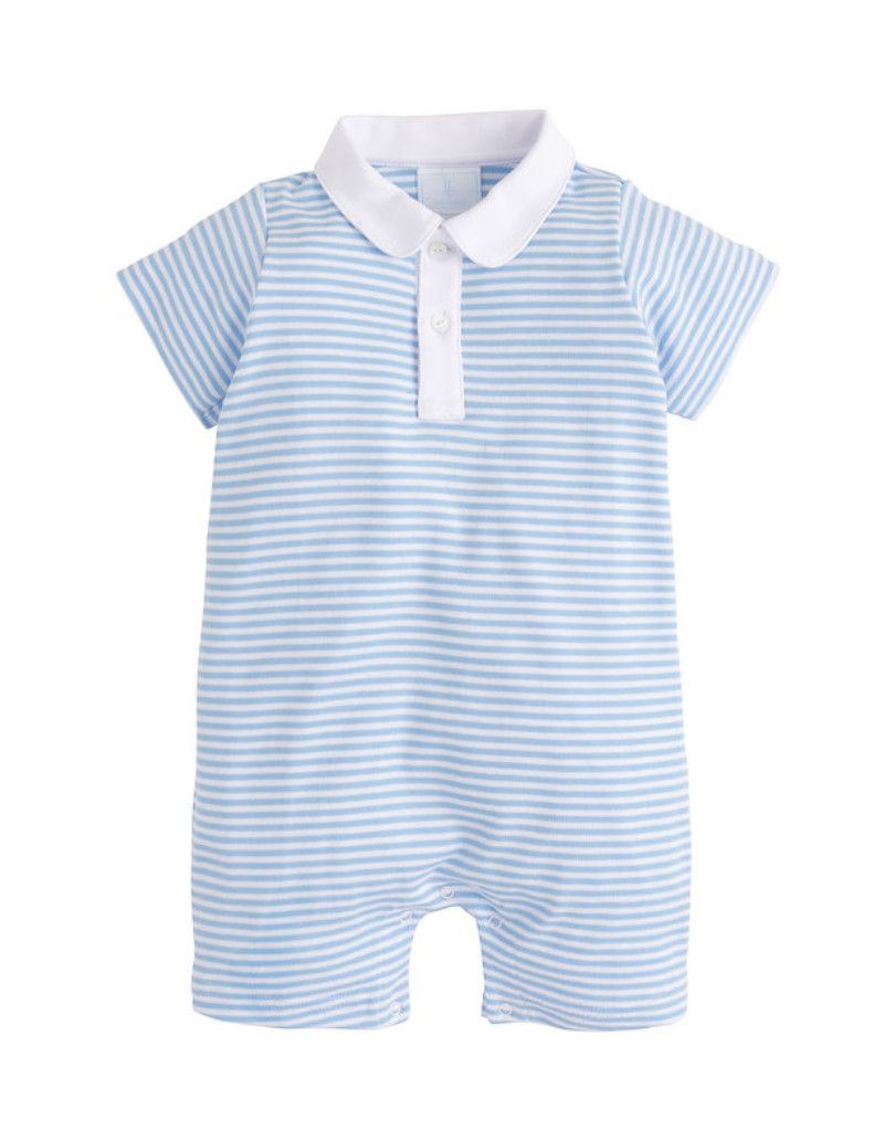 Peter Pan Polo Romper - Blue Stripe