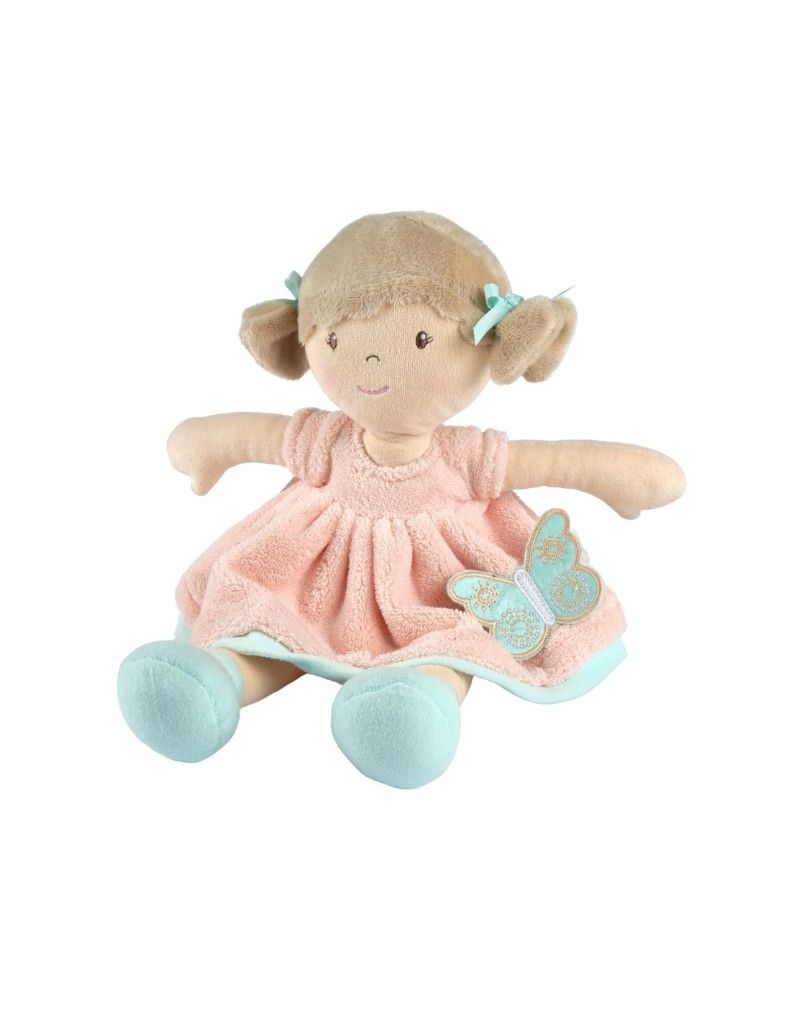 Pia Light Brown Hair With Peach/Blue Dress