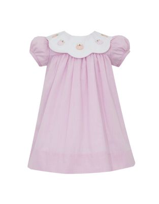 Pink Microgingham Dress w/ Scallop Pumpkin Collar