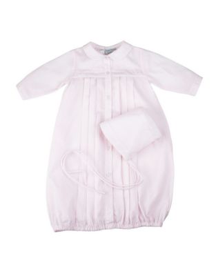 Preemie Girls Dot Embroidered Take Me Home Gown with Hat W/P