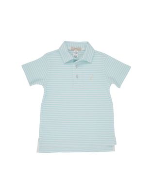 Prim and Proper Polo SS, Sea Island Seafoam Stripe