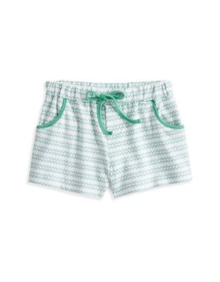 Printed Pima Play Shorts, Green Ticking