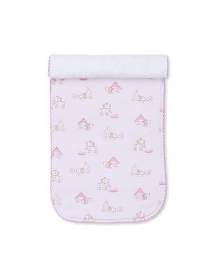 Pups in Action Burp Cloth, Pink