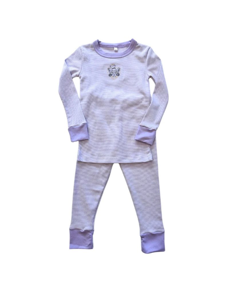 Purple Stripe Pima Tiger 2-Piece PJ Pant Set