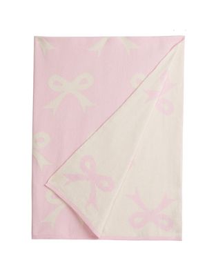 Reversible Knitted Blanket - Pink Bows