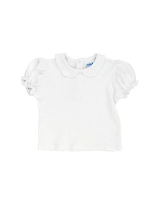 Short Sleeve White Knit Girls Peter Pan Shirt