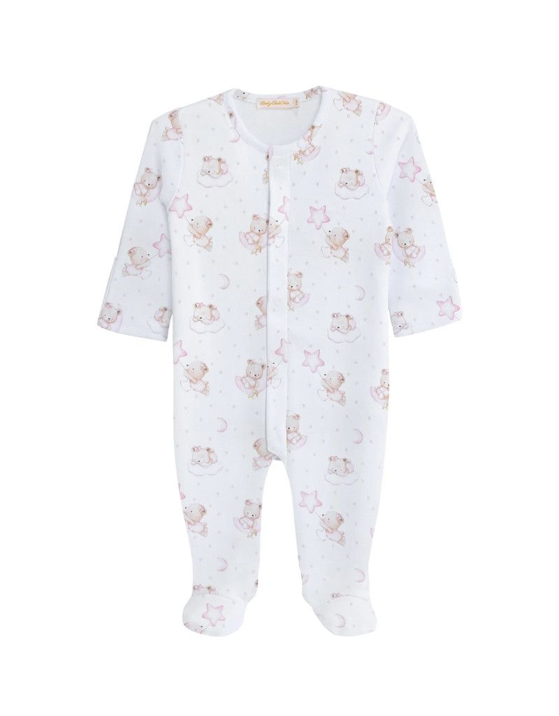 Sleep Tight Bear Pink Printed Footie