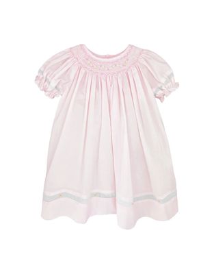 Smocked Daygown With Voile Insert- Pink