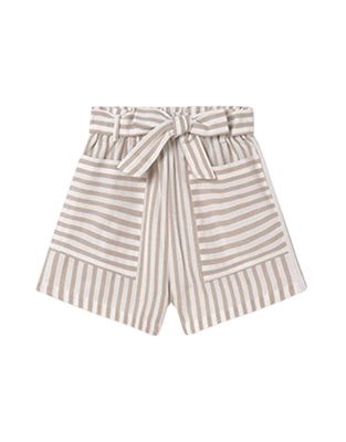 Taupe Stripe Linen Shorts