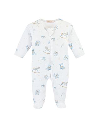 Toy Blue Printed Zipped Footie