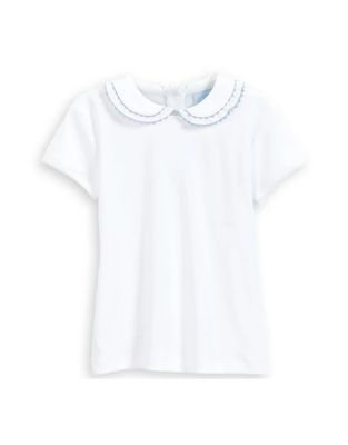 Vanessa Blouse, White w/ Blue