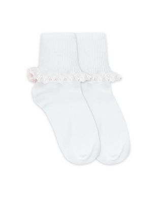 White and Pink Ruffle Ribbon Sock 2125 