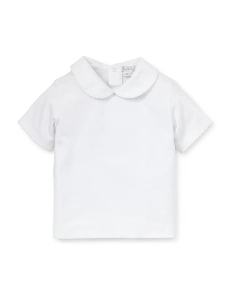 White Basic SS Knit Shirt with Collar