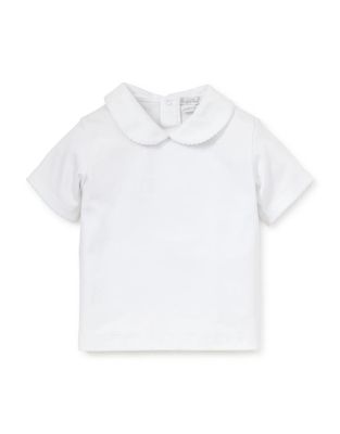 White Basic SS Knit Shirt with Collar