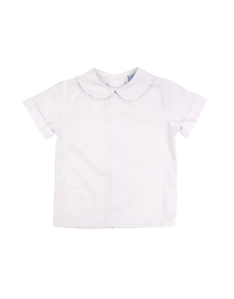 White Boys Short Sleeve Piped Shirt w/ Button Back