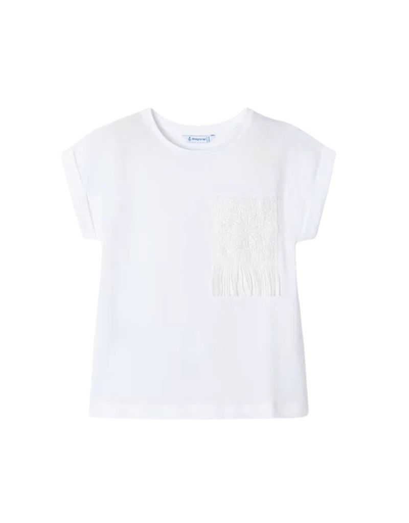 White Crochet Pocket Tee