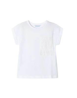 White Crochet Pocket Tee