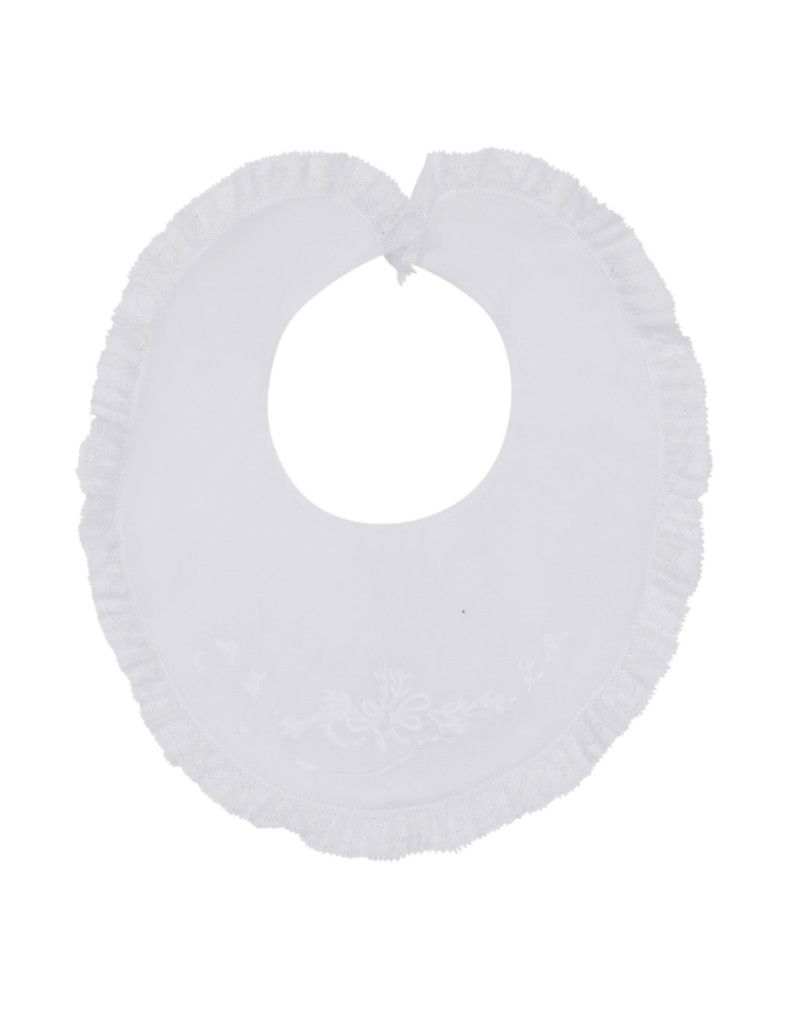 White Floral Bow Embroidered Lace Bib