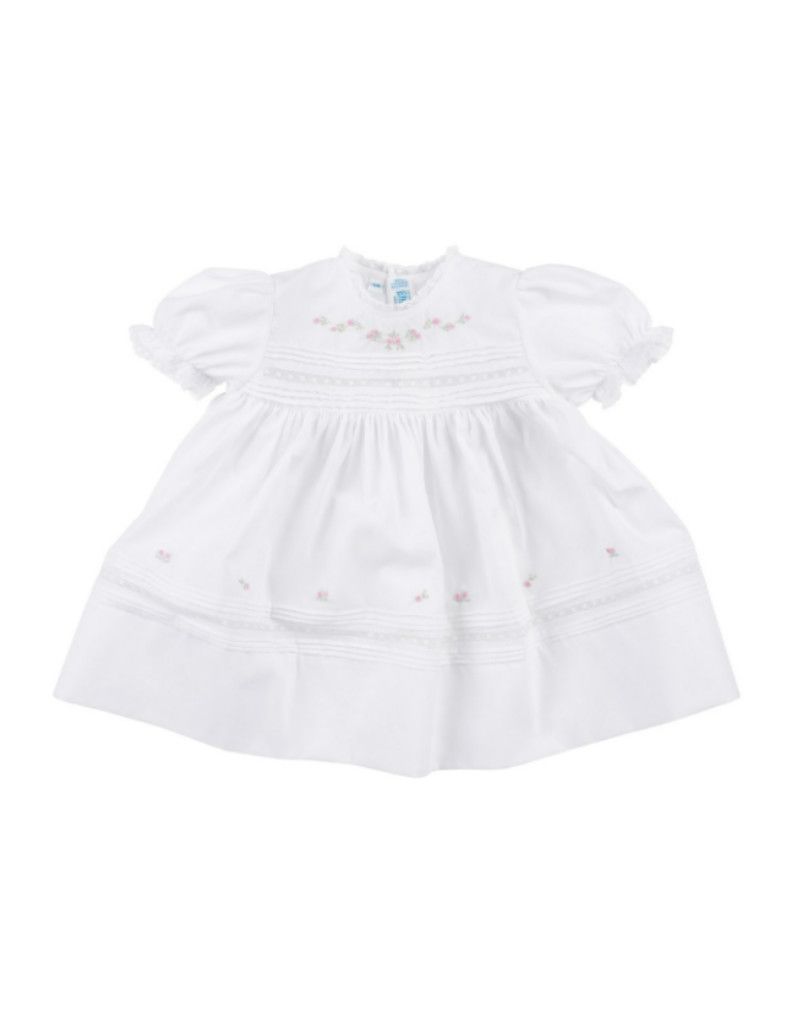 White Floral Bullions And Lace Dress 