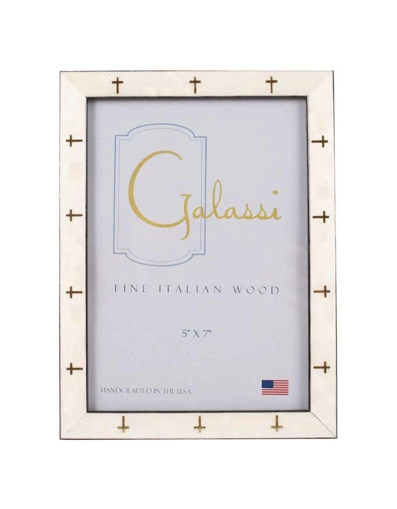 White Frame With Gold Crosses