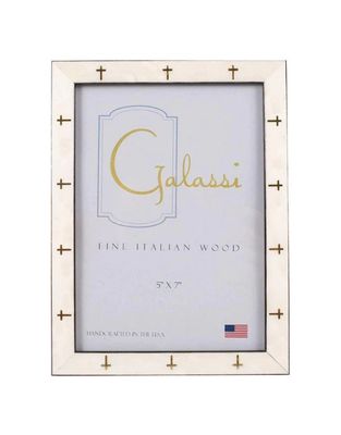 White Frame With Gold Crosses