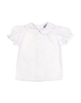 White Girls Short Sleeve Blouse w/ Button Back