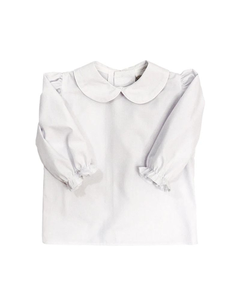 White Girls Long Sleeve Blouse w/ Button Back
