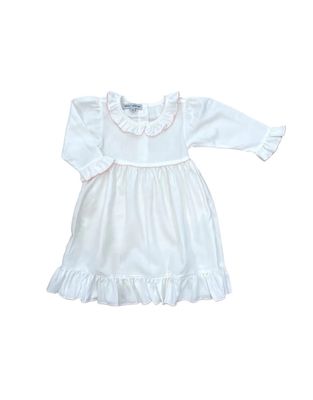 White Gown W/Pink Picot Trim