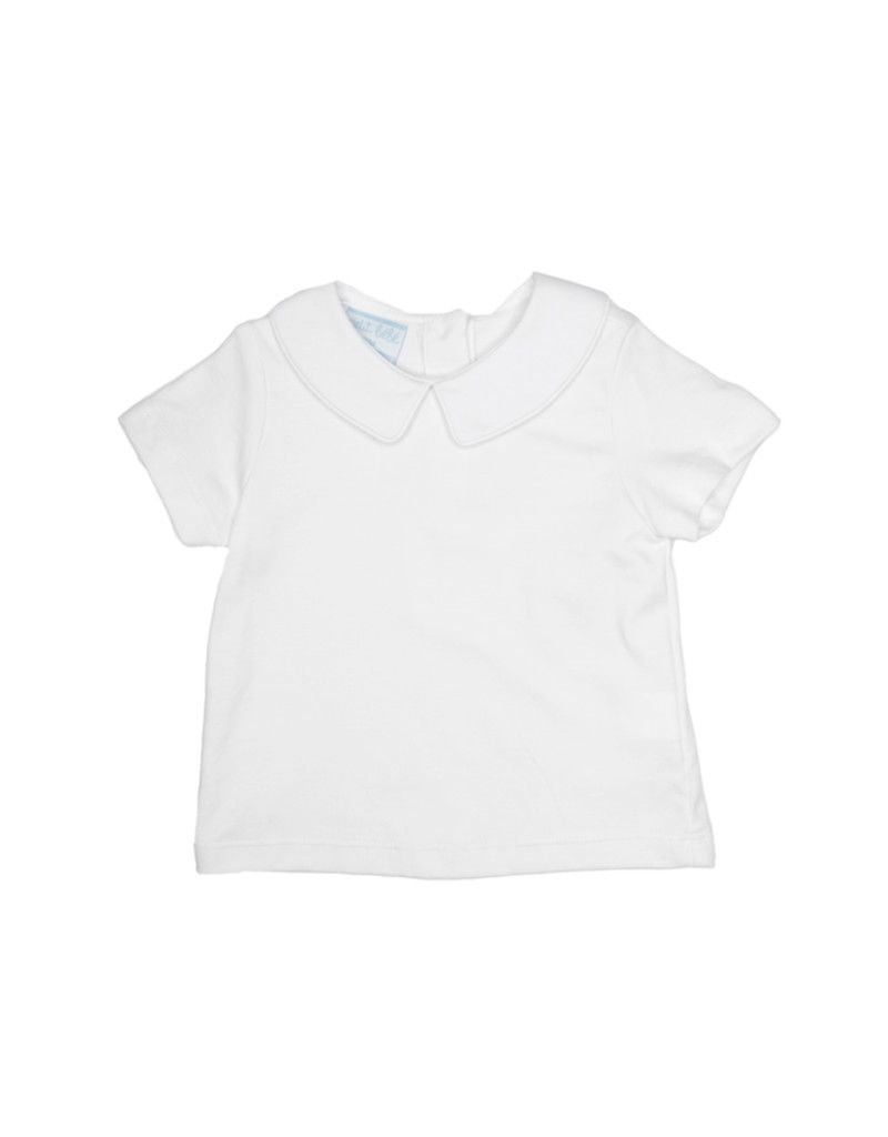 White Knit Peter Pan Collar Short Sleeve Shirt