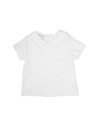 White Knit Peter Pan Collar Short Sleeve Shirt