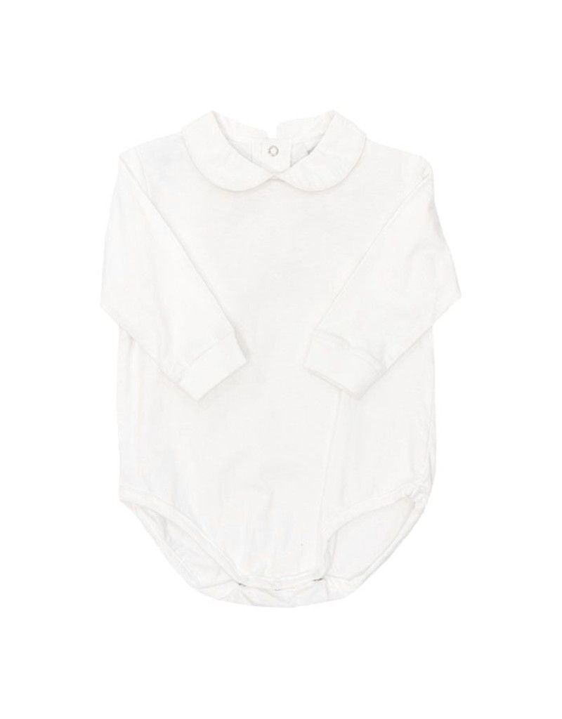 White Knit, White Trim, Knit Boys Long Sleeve Onesie