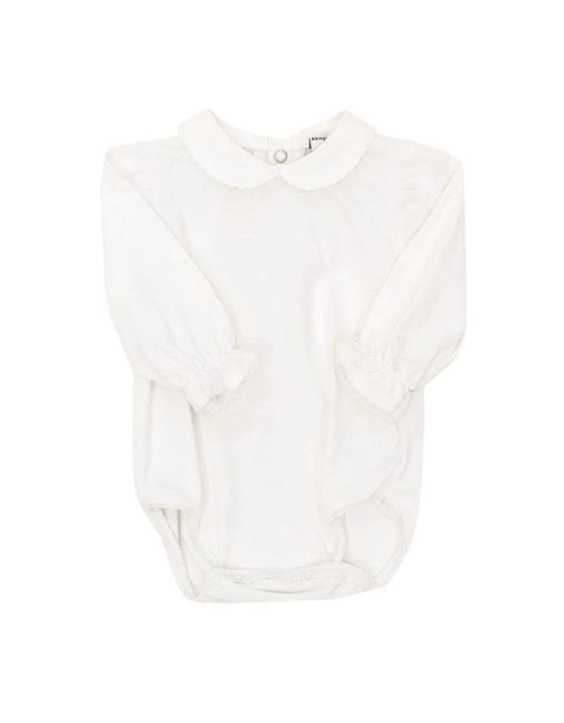 White Knit, White Trim, Knit Girls, Long Sleeve Onesie