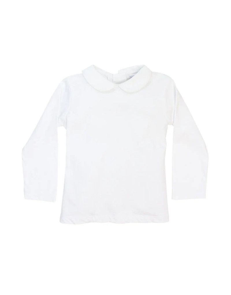 White Knit Unisex Long Sleeve Piped Shirt