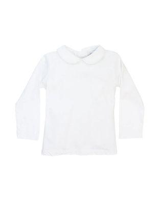 White Knit Unisex Long Sleeve Piped Shirt