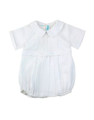 White Pintucked Button Belt Creeper