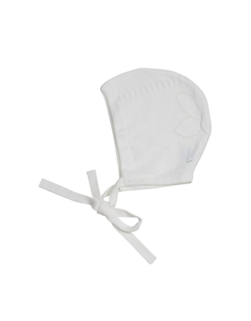 White Pointelle Knit Bonnet