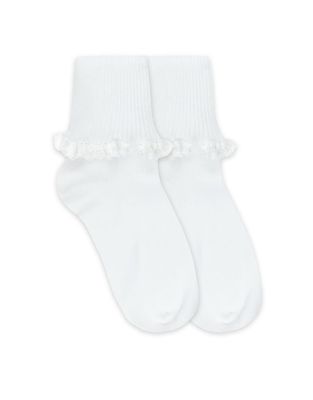 White Ruffle Ribbon Sock 2125