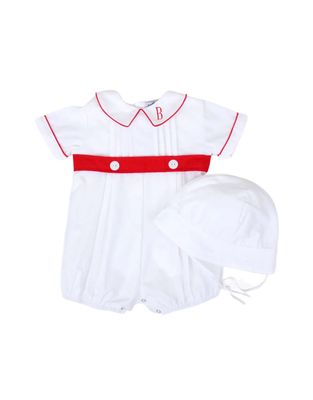 White/Red Pleated Belt Bubble Set