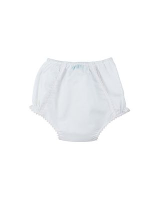 White w/ Pink Ric Rac Trim Diaper Cover
