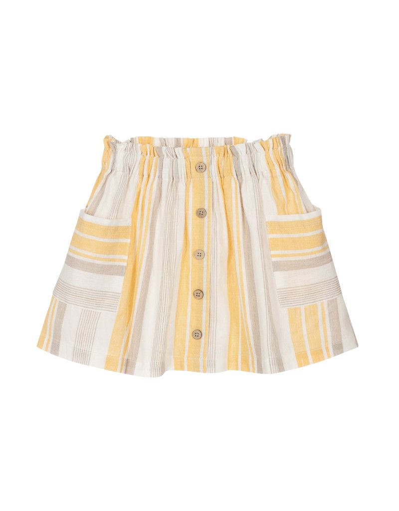 Yellow Striped Gathered Skirt