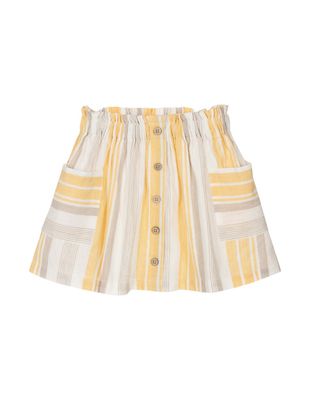 Yellow Striped Gathered Skirt