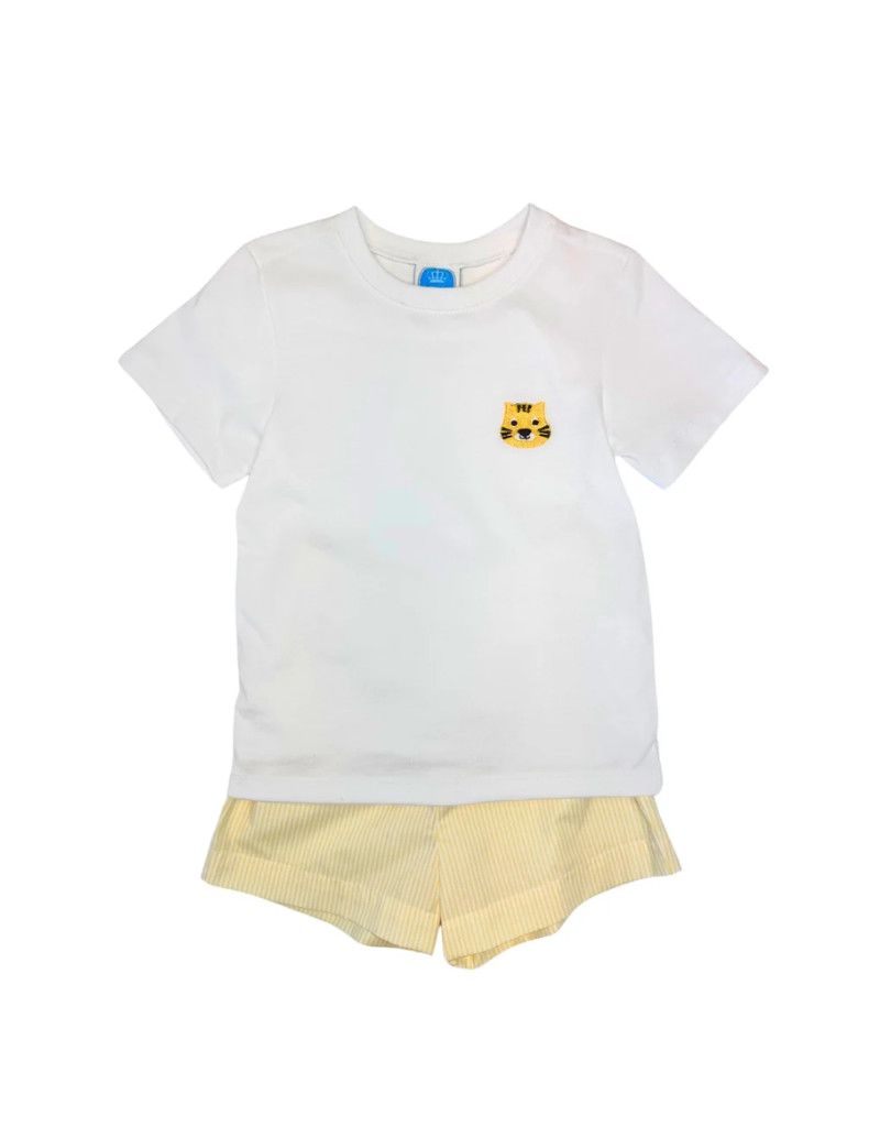 Yellow Tiger Embroidered Short Set