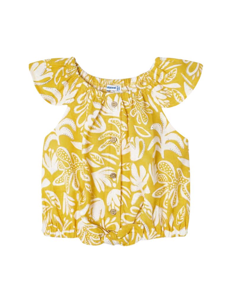 Yellow Tropical Print Blouse