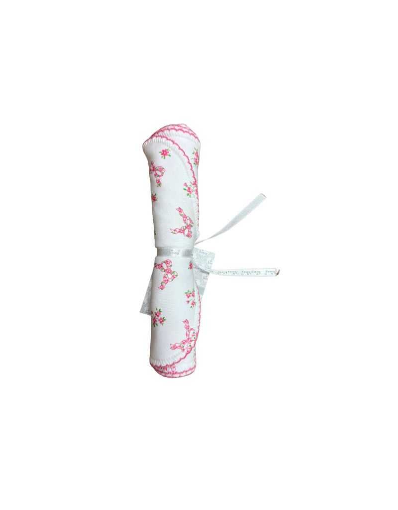 Burp Cloth Pink Flower &amp; Ribbon Design
